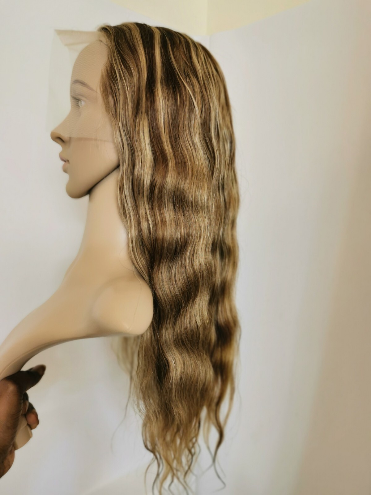 24” High Quality Hightlight Blonde Brown Human Hair 6X13 Front Lace Wig