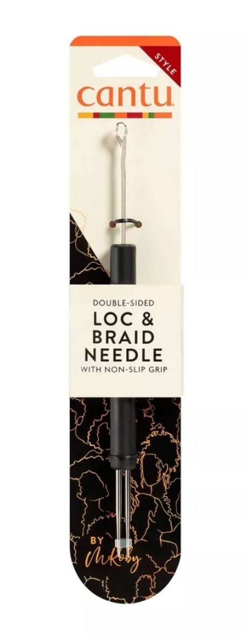 CANTU Double-Sided LOC & Braid Crochet Needle Hair Comb with Non-Slip Grip (3-pa