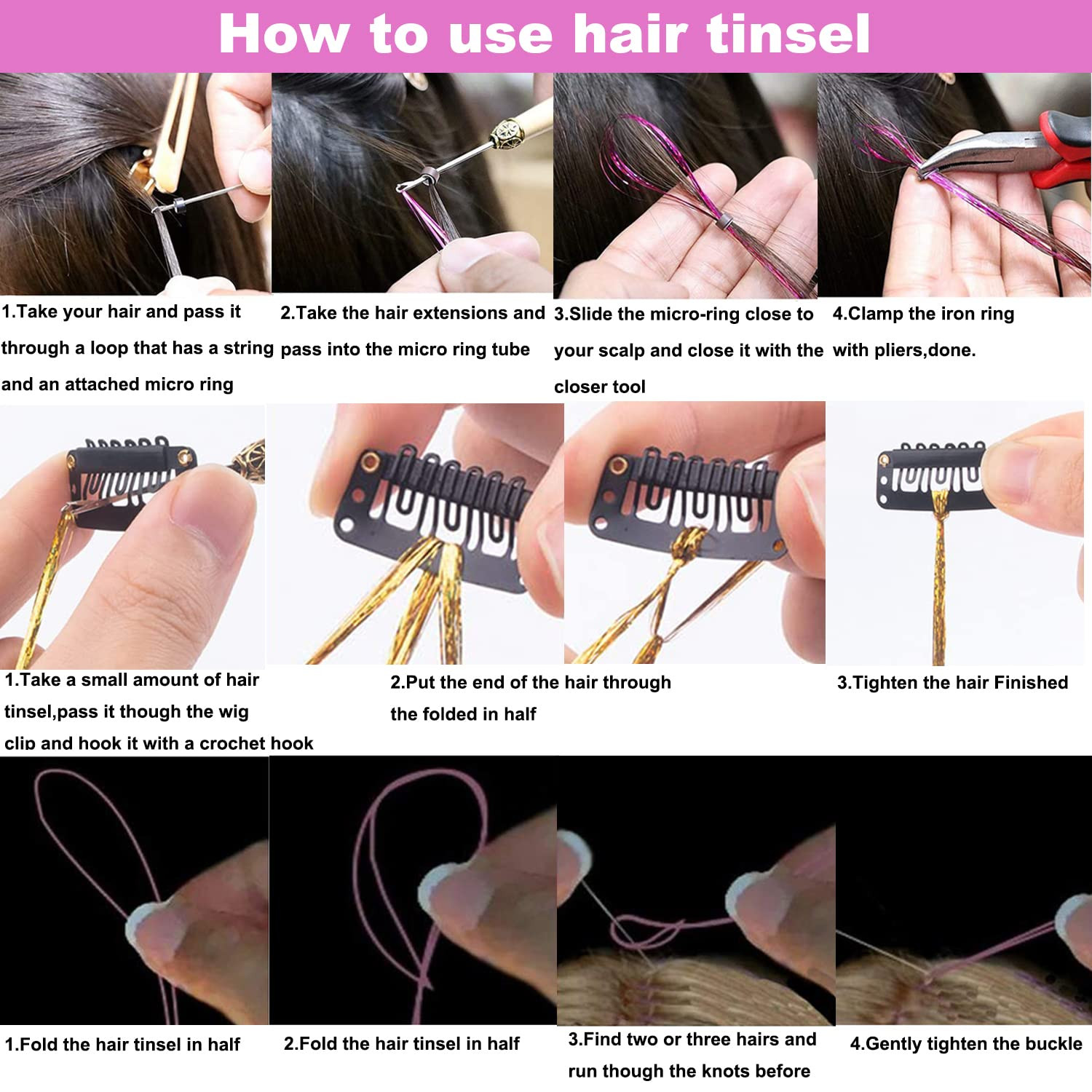16 Colors Hair Tinsel Kit – 3200 Strands Glitter Extensions for All Ages