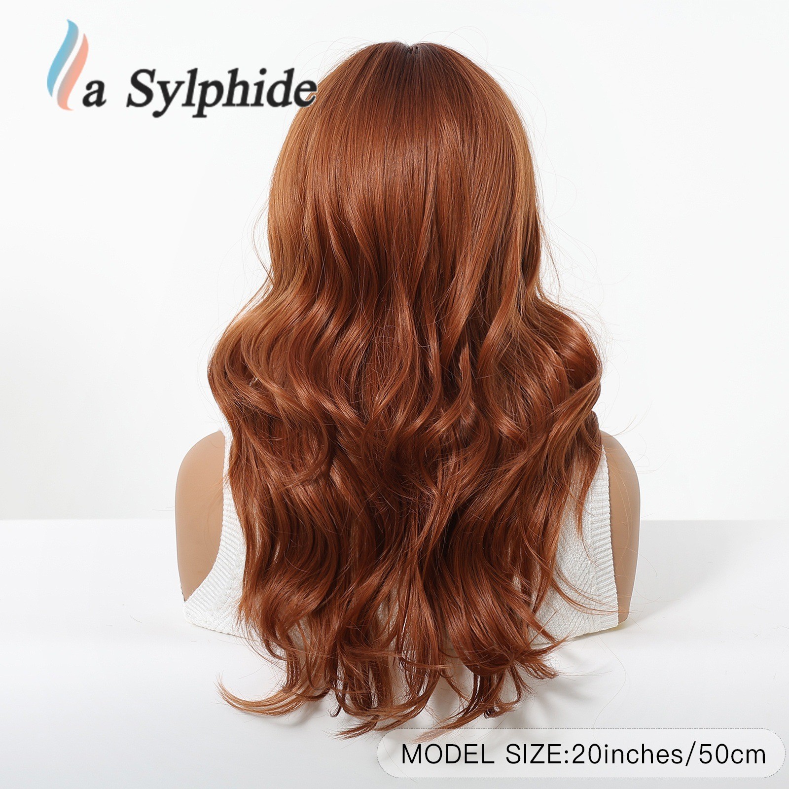 Orange Big Outward Curl Wig with Bangs Rose Net Cap Synthetic Natural Fashion