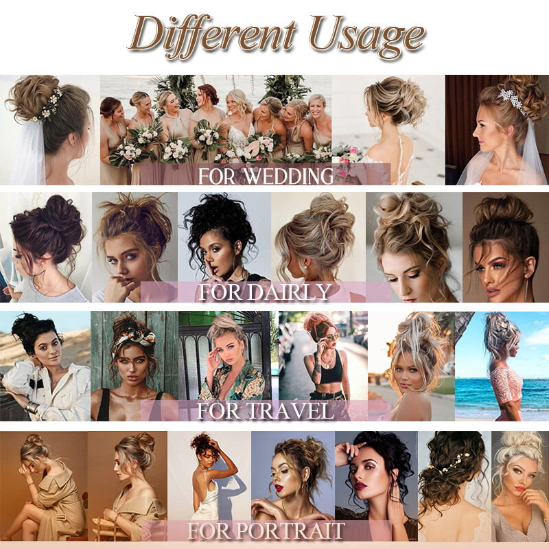 Thick Clip on in Messy Bun Hair Piece Extensions Wedding Updo Claw Ponytail Lady