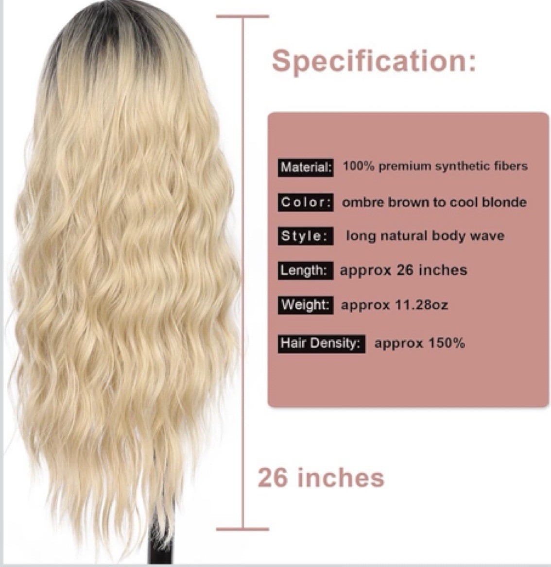 Kalyss 26 in Ombré Blonde Long Wavy Lace Front Heat Resistant Synthetic Wig