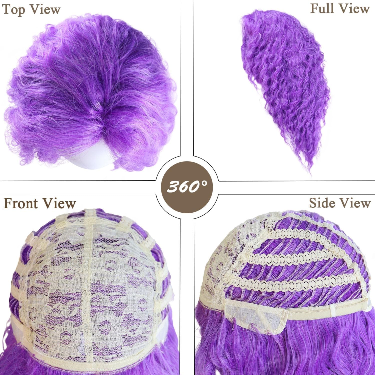 Gnimegil Long Purple Wavy Wigs For Women 26 Inch Part Curly Wig Natural Looking