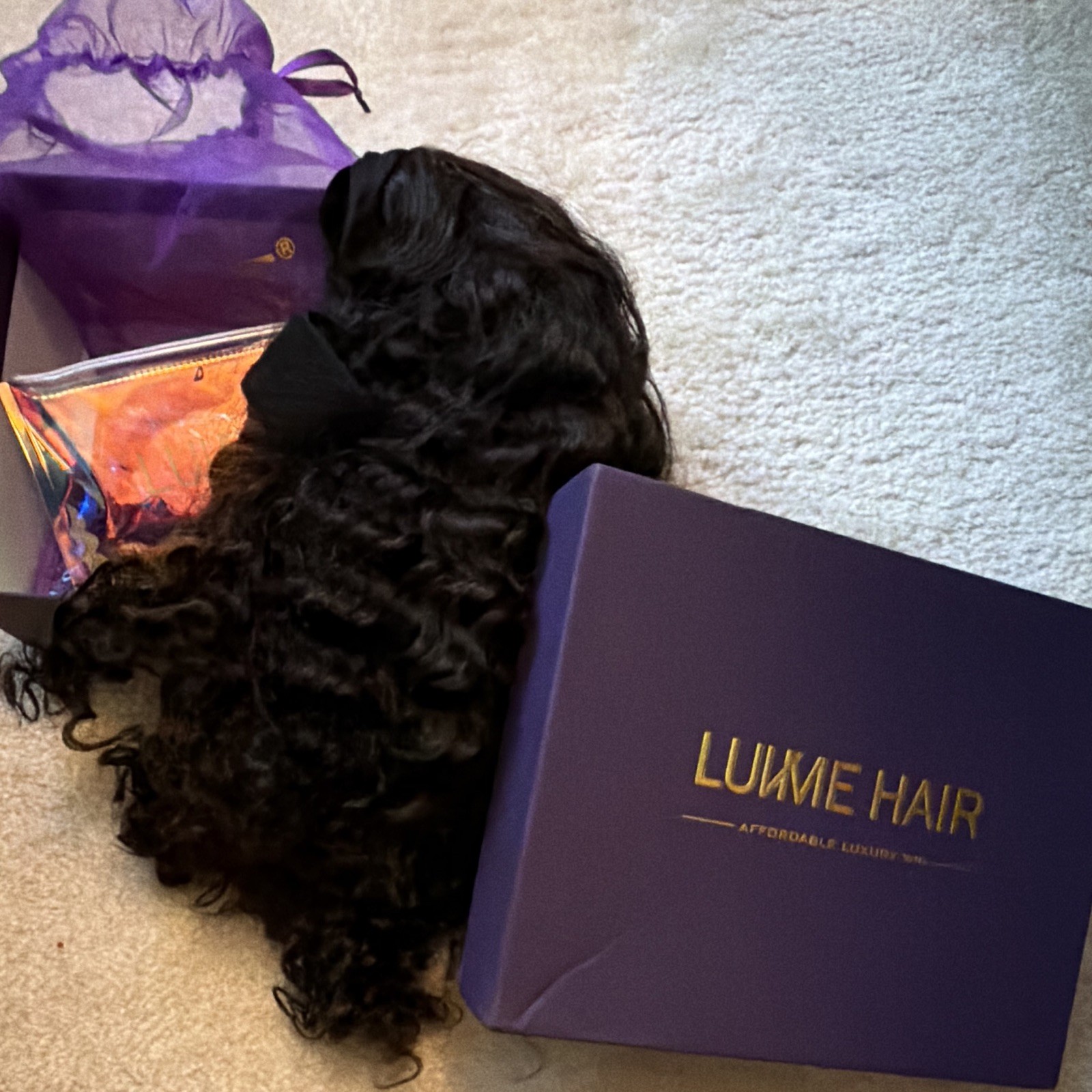 Luvme Hair Curly Black Human Hair Wig Clip-In Classic Cap 21-30 in