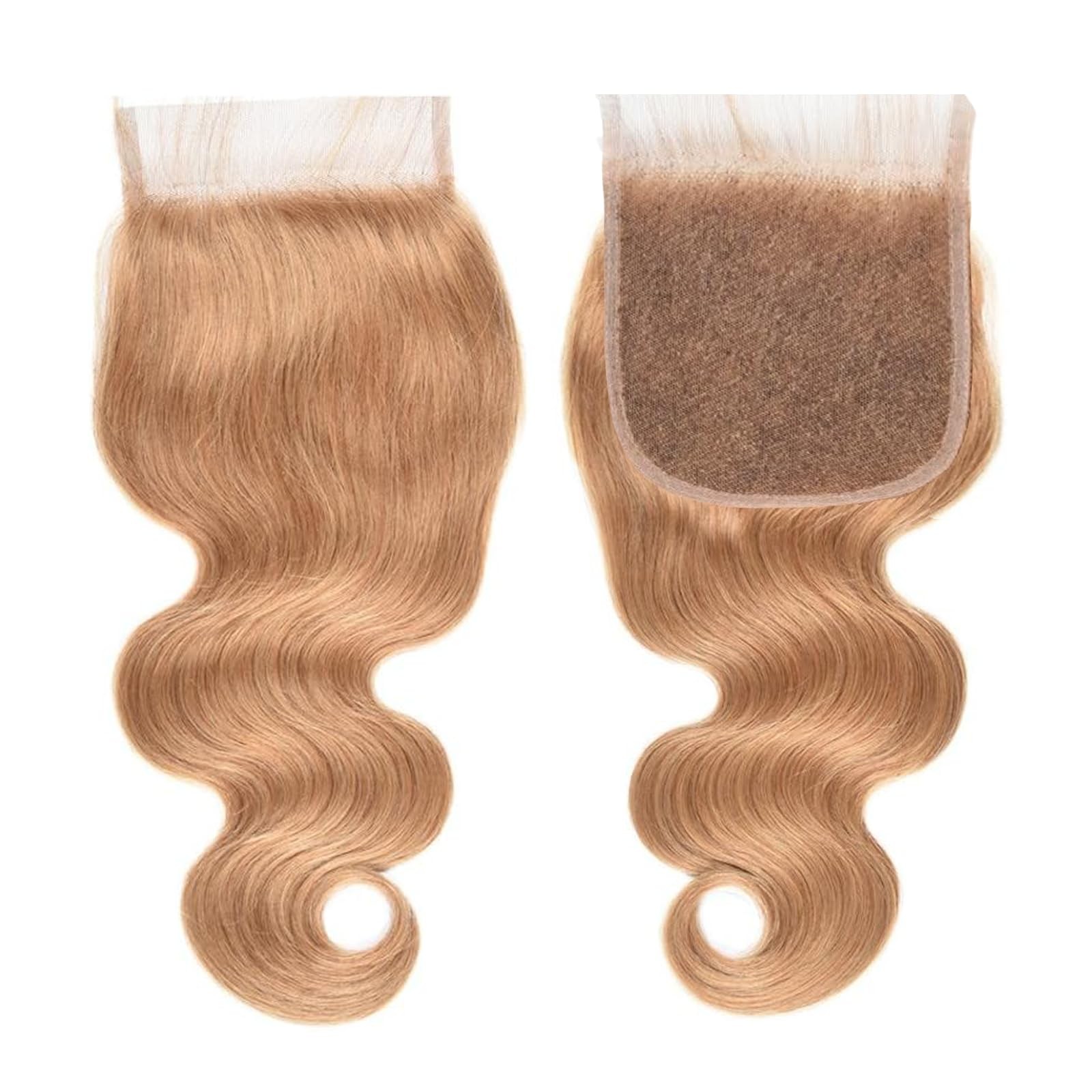 Kafeier 5X5 Honey Blonde Closure Human Hair 27 Body Wave Closure Bleached Konts
