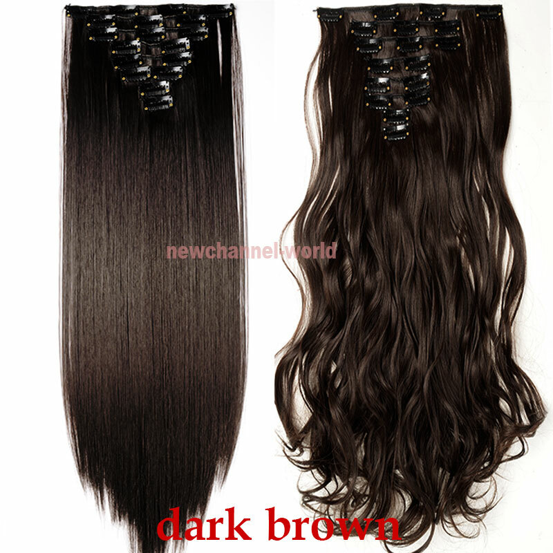 Smooth Thick Clip in 100% Real Natural as Human Hair Extensions 8Pcs Long Wavy H
