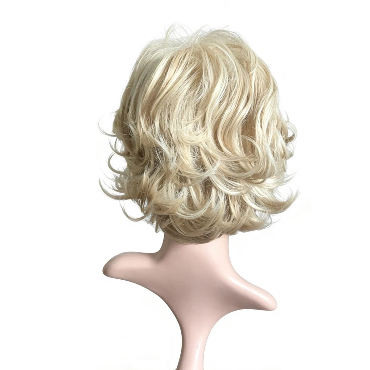Women Daily Natural Synthetic Wig, 6 Inch Pale Blonde Short Loose Wavy Bob