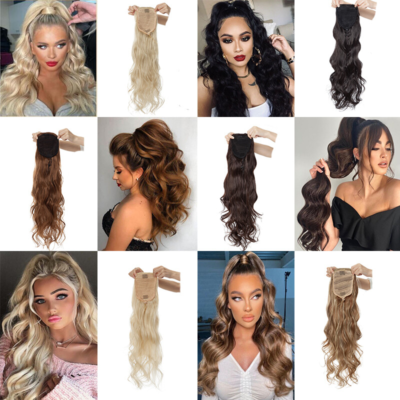 24″ Long Drawstring Ponytail Pony Tail Clip In Hair Extension Real as Human US