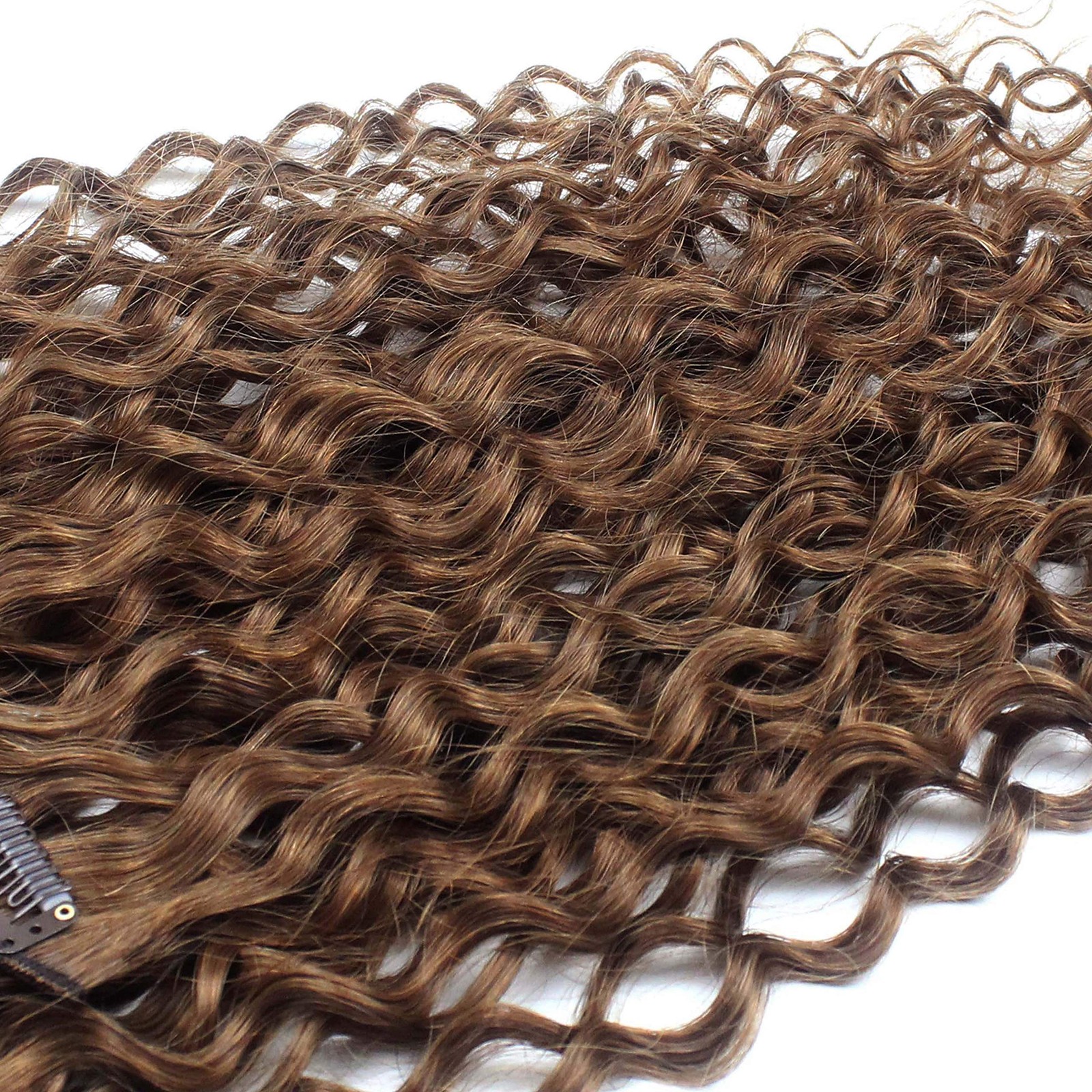 Deep Curly Hair Light Brown 100 Human Extensions 18 Inch 7pcs Remy Hair Clip 70g