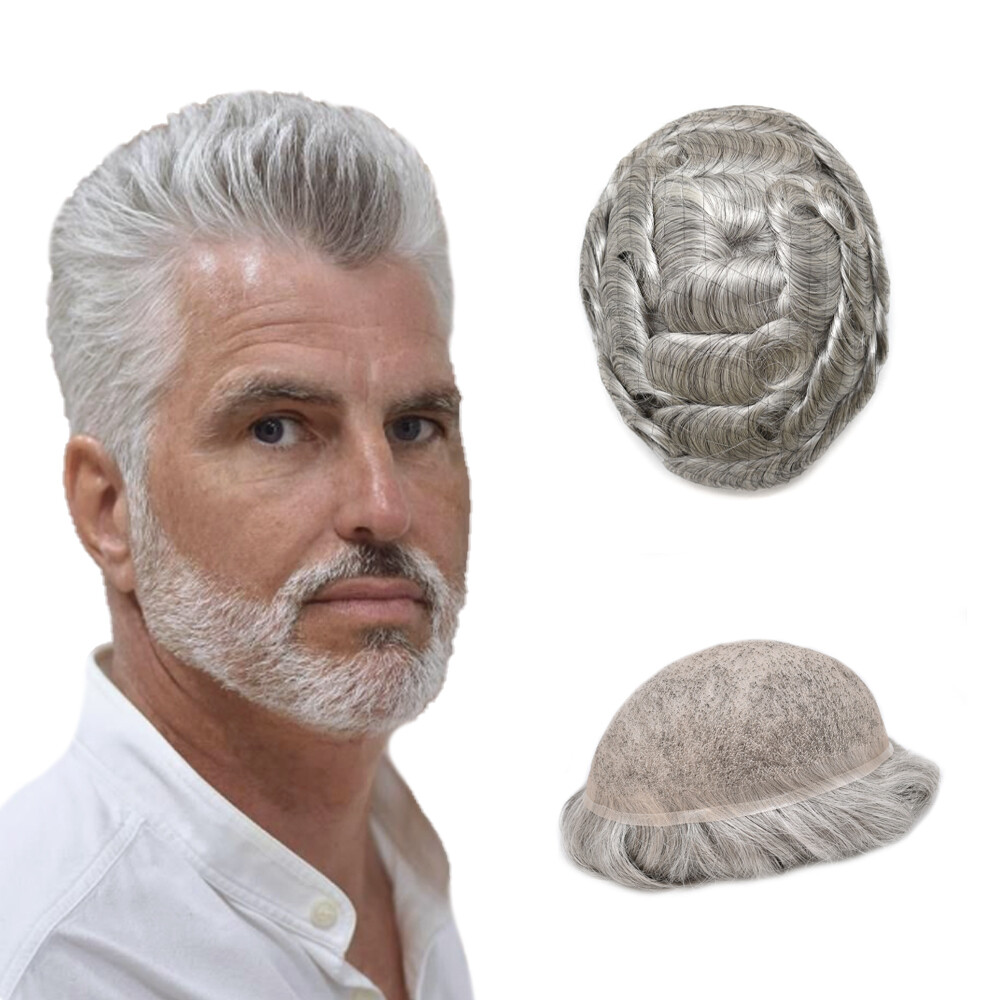 Full French Lace Mens Toupee Hair Piece Replacement System for Mens Wig Natural