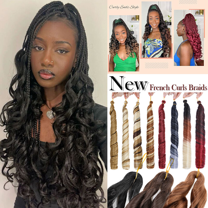 French Curl Crochet Braids Goddess Spiral Hair Extension Pre-Loop Curly Braiding