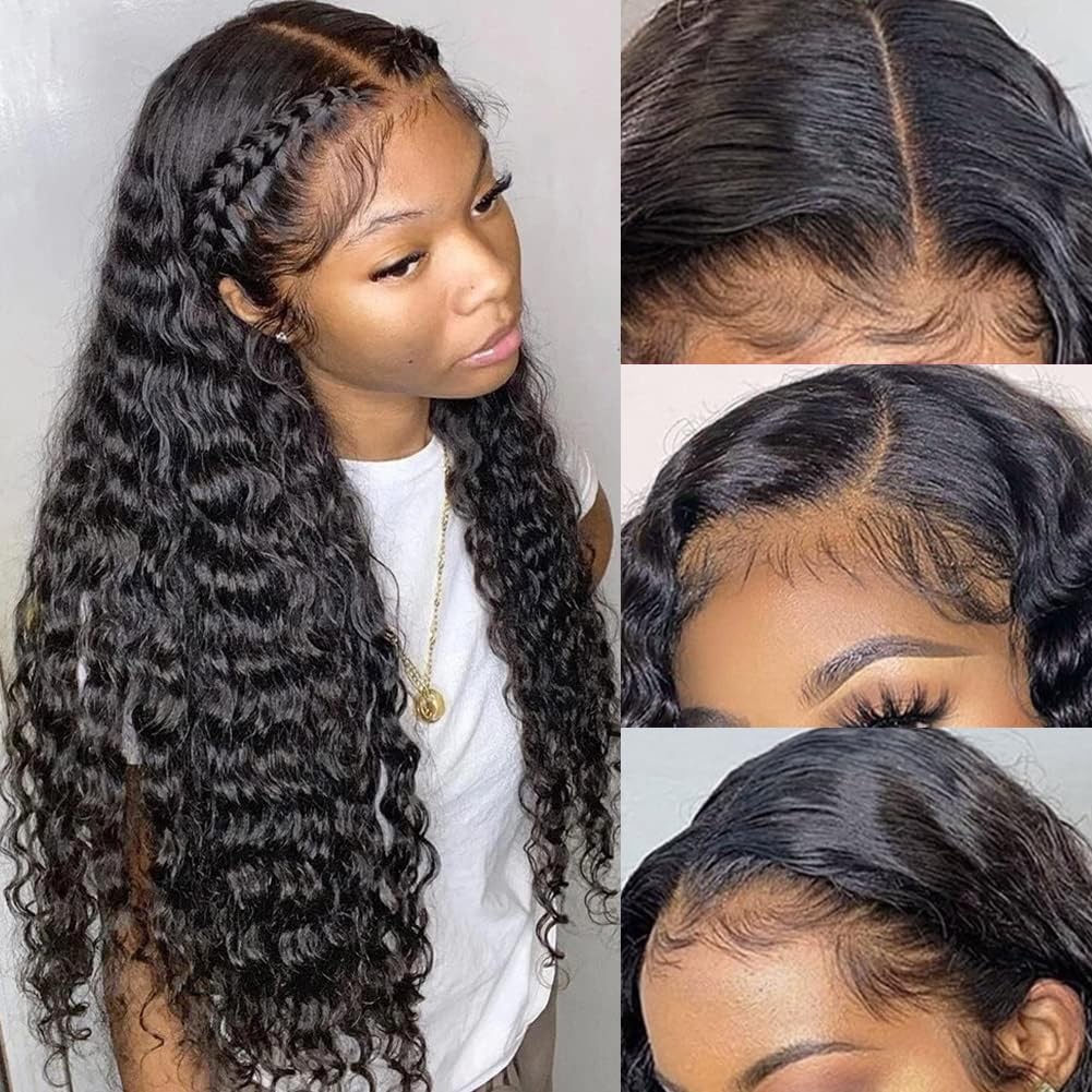 13×4 HD Transparent Lace Front Wigs Human Hair Pre plucked Bleached Knots wit…