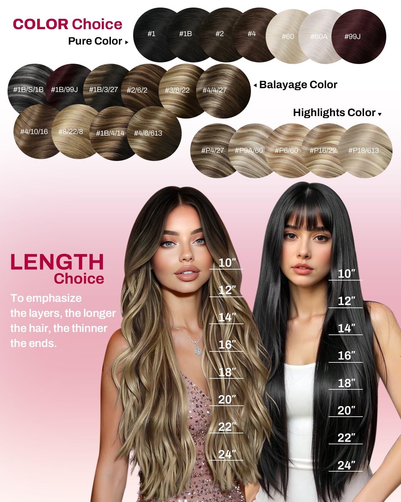 Clip in Hair Extensions 24 Inch Black Remy 120g 7pcs – Natural Volume & Length