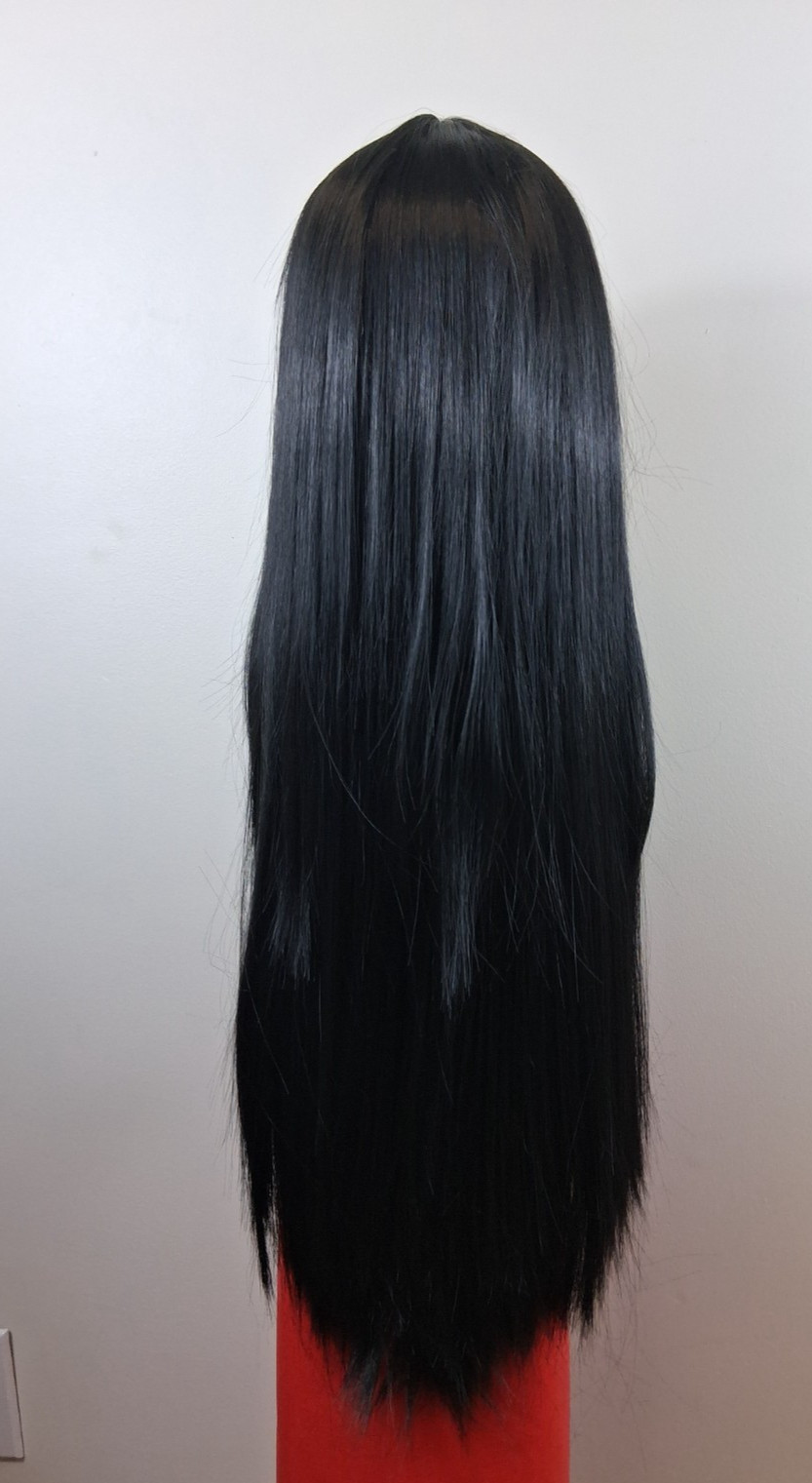 Long Straight wig with Air Bangs High Temperature Synthetic Fiber Heat Resistant