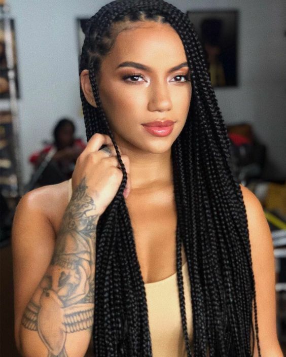 Long Micro Box Braids 13X4 Lace Front Wig Braided Wigs with Baby Hair for Women