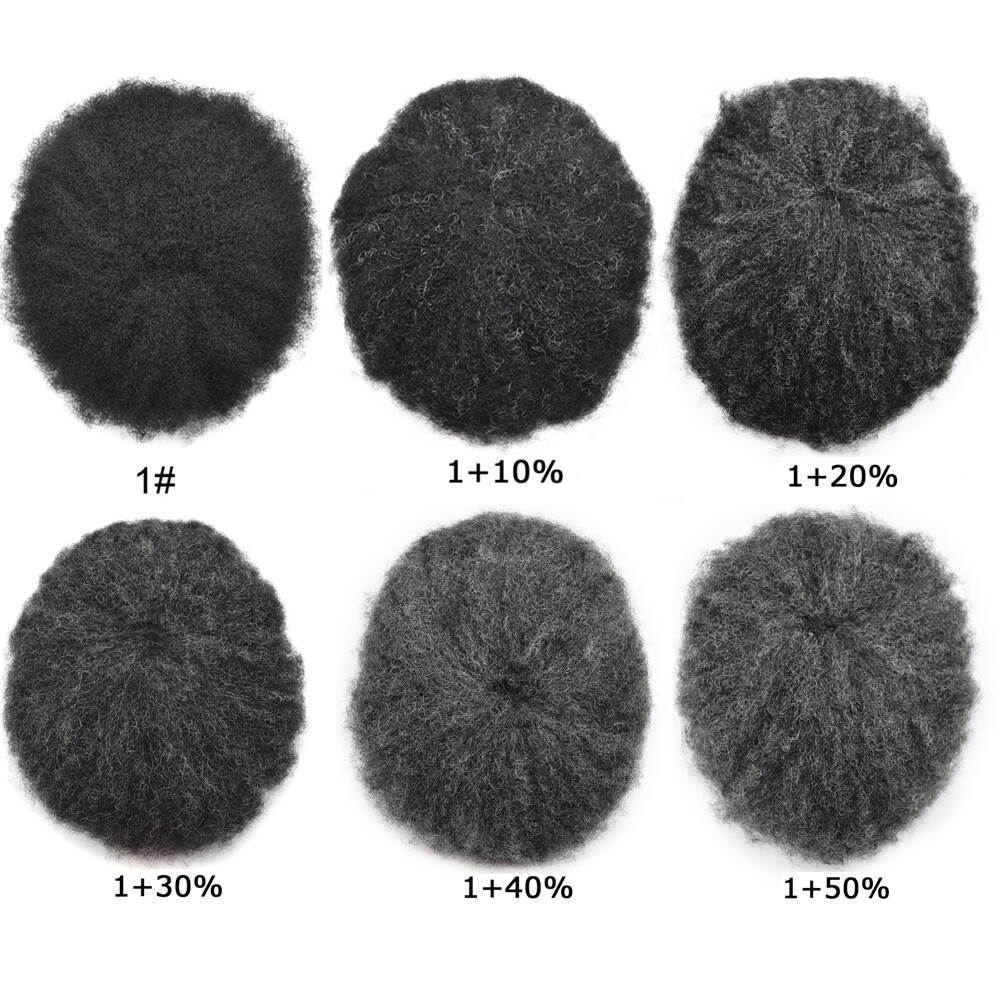 Afro Toupee for Black Men Toupee French Lace Hairpiece Kinky Curl Gray Hair Unit