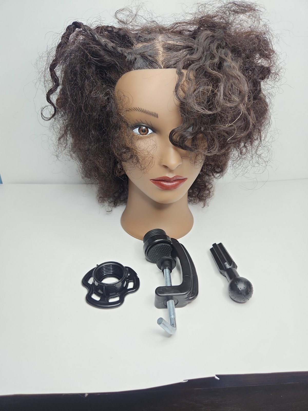 African American Mannequin Head with 100% Human Hair for Styling & Braiding