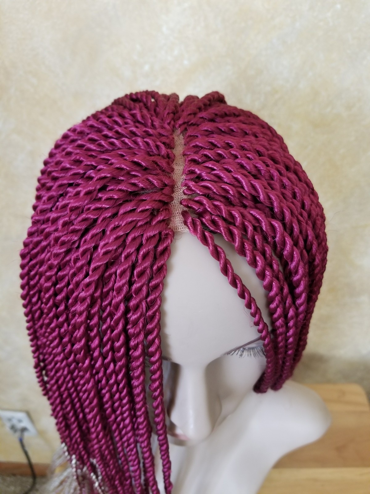 Handmade 22 to 24″ Braid Twist Wig with lace fabric color Red Creme