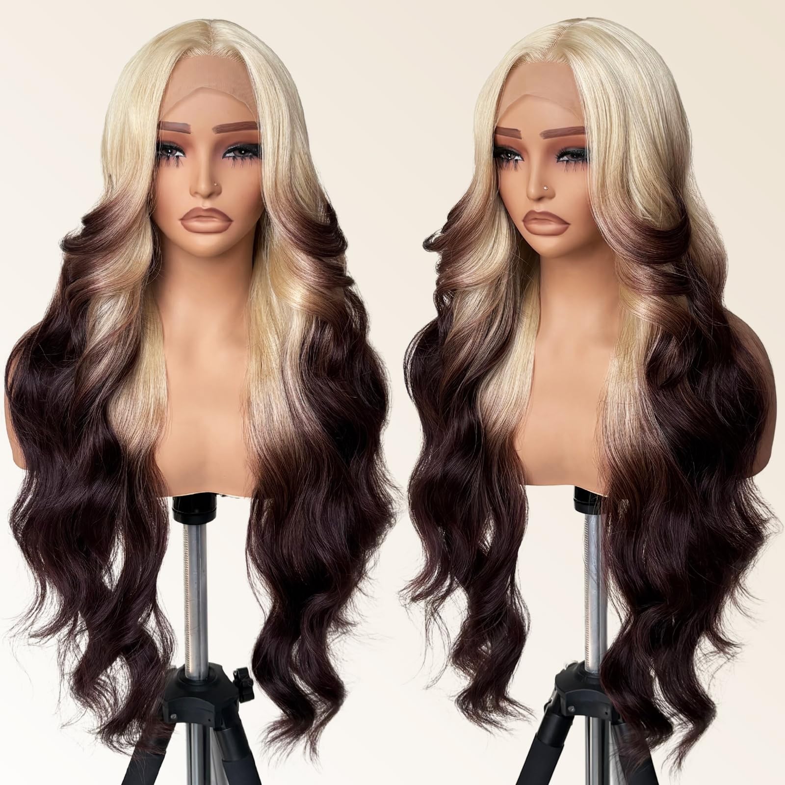 Fabélle Fablle Ombre Blonde Brown Wig Synthetic Lace Front Wigs Hd Lace
