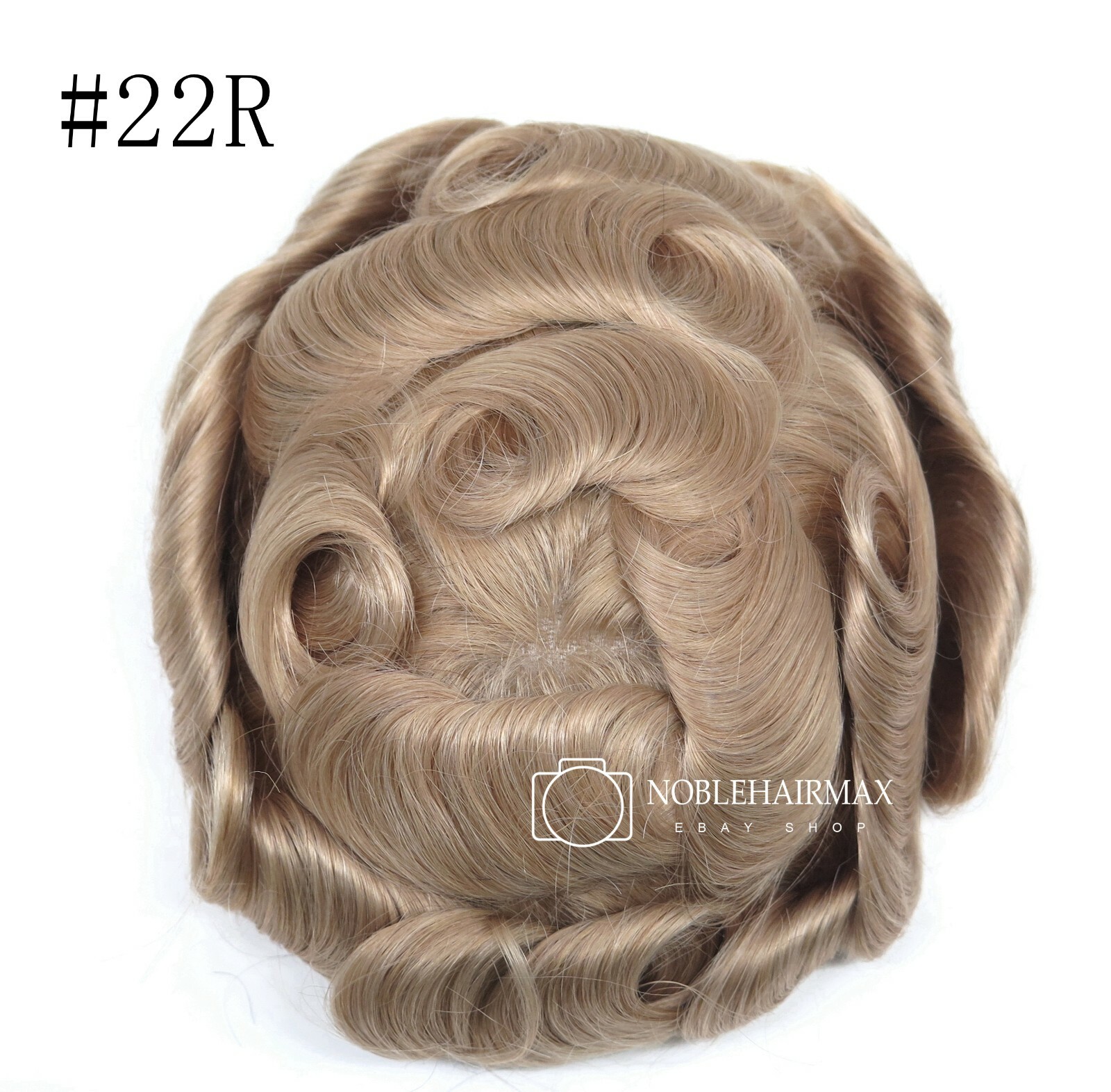 Mens Toupee Human Hair Replacement System Skin V-Loop Scalloped Hairpieces #22R