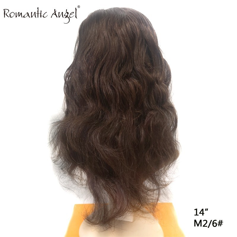 100% Remy human hair half wigs 35cm(14inch) Straight and curly light brown