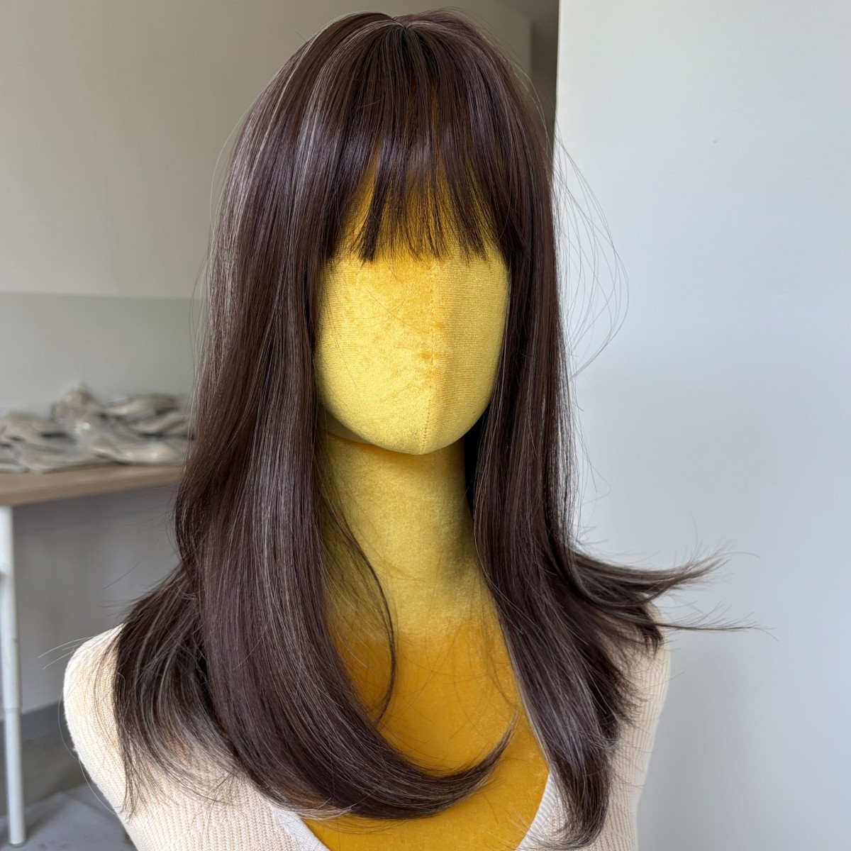 Synthetic Hair Cosplay Party Wig With Fringe Straight Mixed Brown blonde