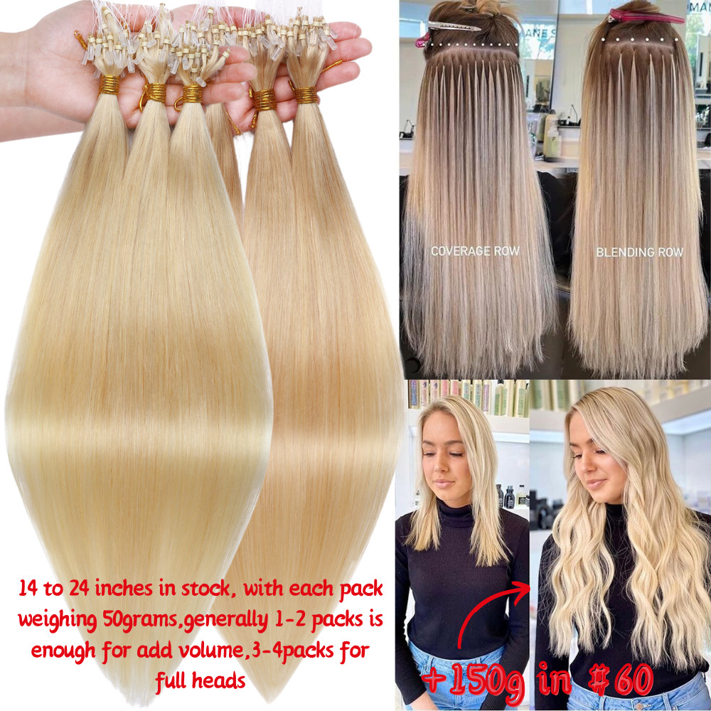AAA BLONDE Micro Ring tube Loop Hair Extensions 100% Remy Human Locks Thick 300g