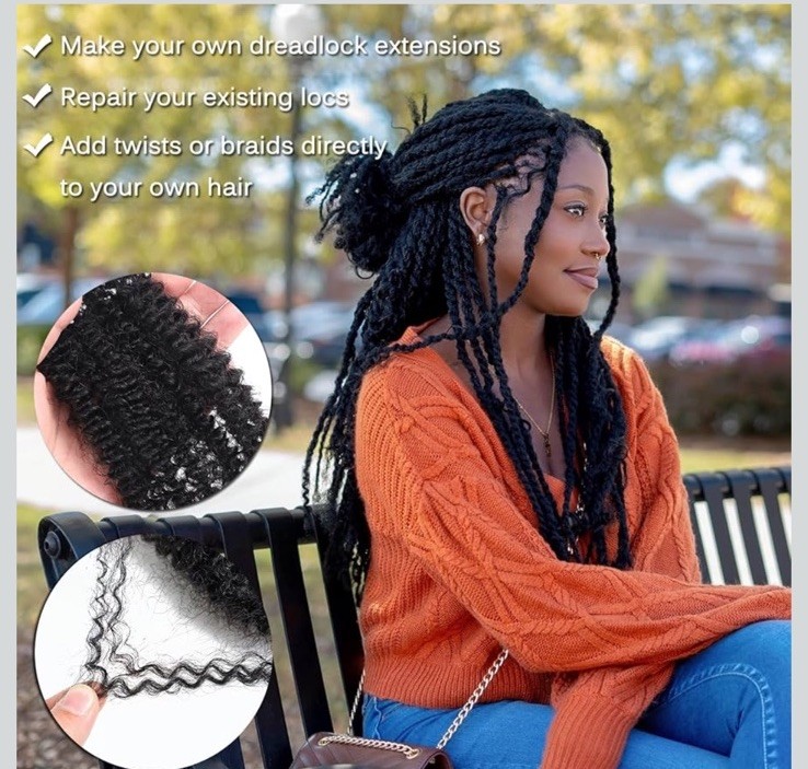 100% Afro Kinkys Bulk Human Hair for Twists, Afro Kinkys Human Hair Bulk 22”