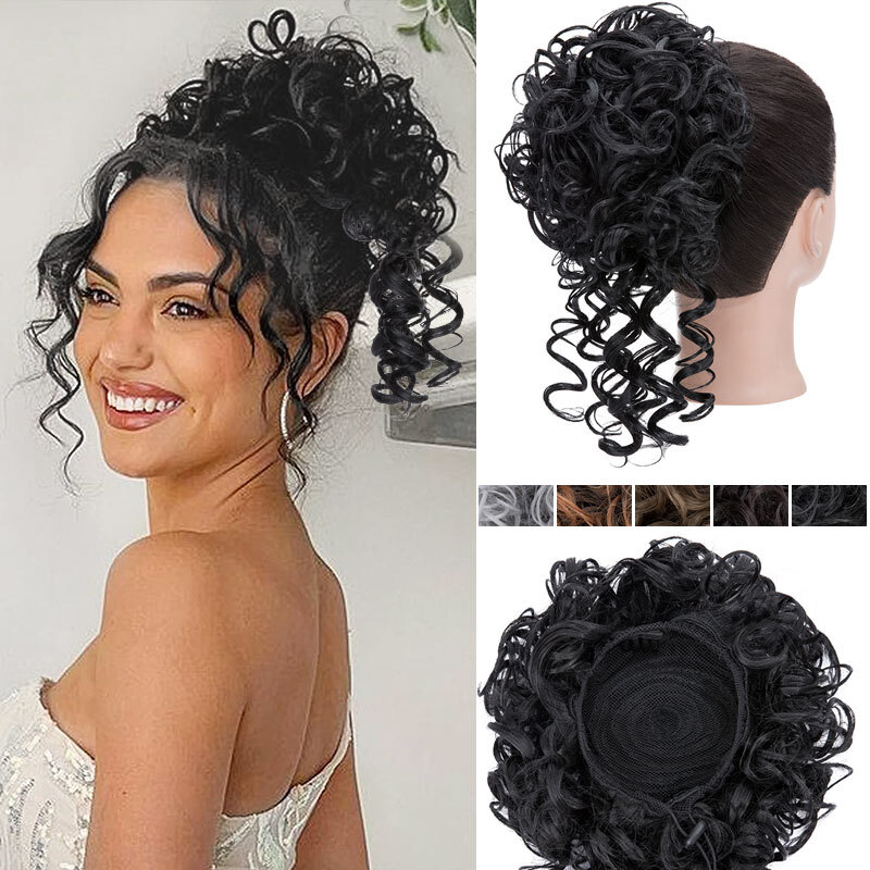 Afro Puff Drawstring Ponytail Kinky Curly Synthetic Hair Chignon Bun Extension