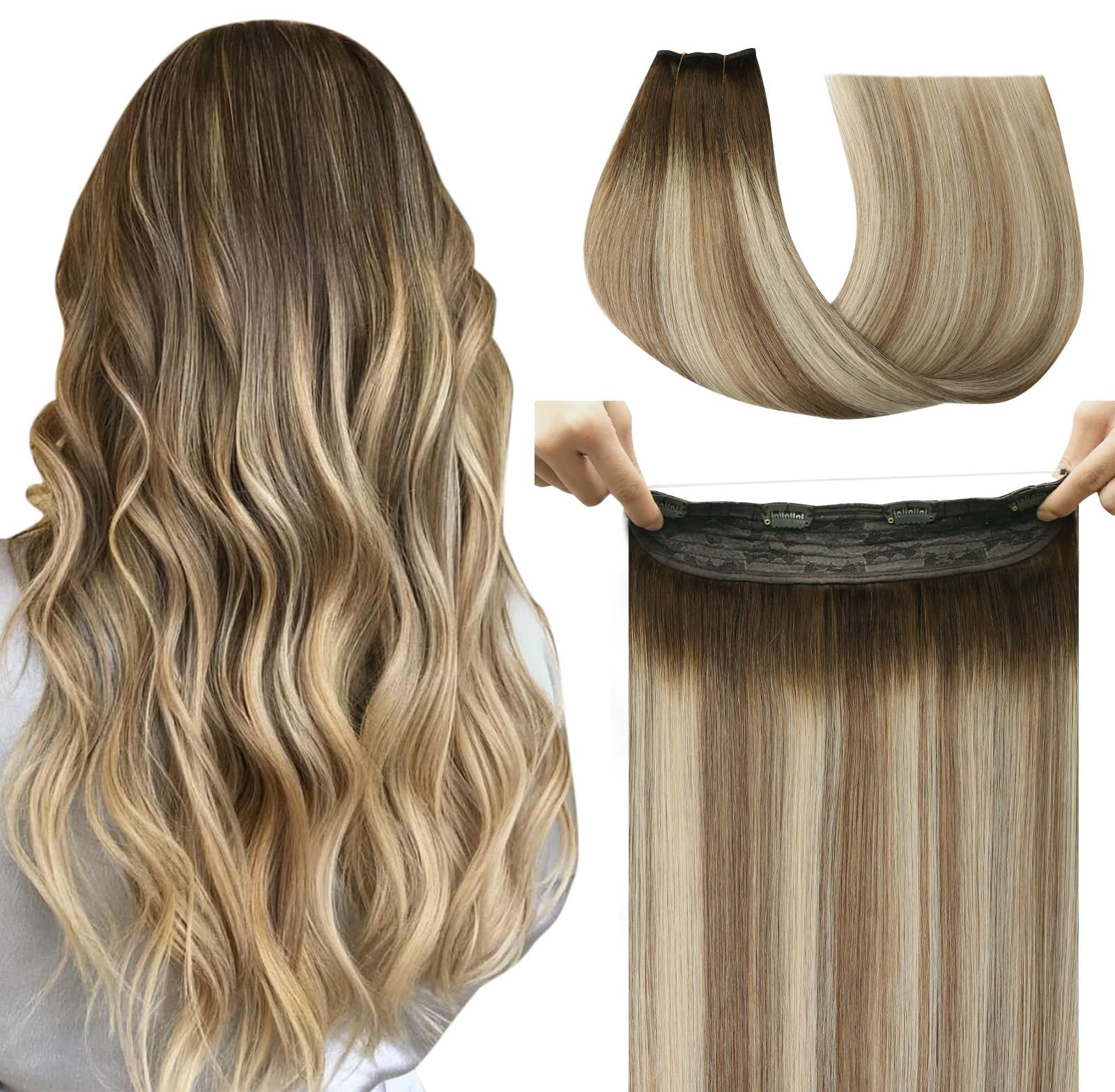 Safireny Wire Hair Extensions 70G Straight Hair Extensions Walnut Brown To Ash