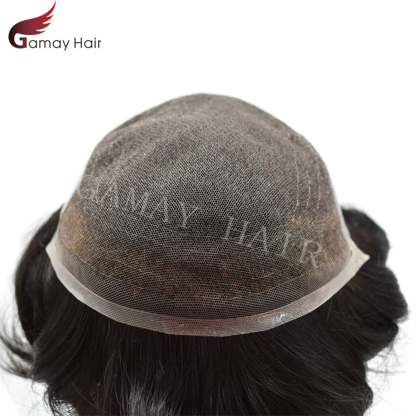 French Lace Front Mens Toupee Hairpiece Poly Skin Pu Hair Replacement System Wig