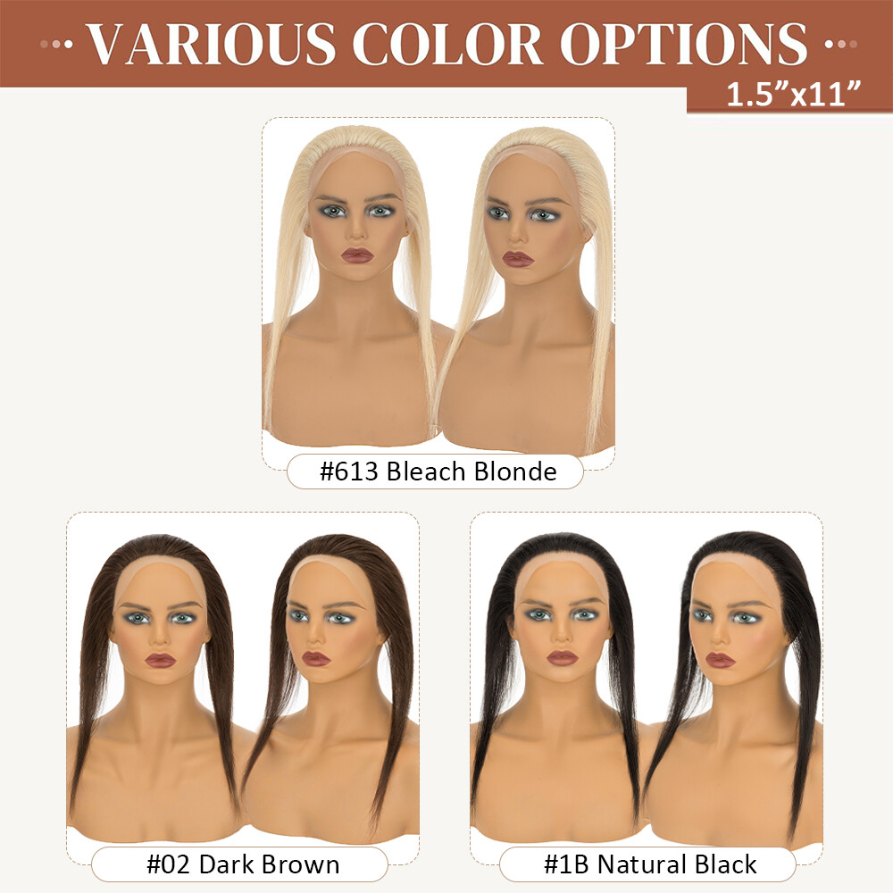 Free Part Full Lace Hairpiece Topper Human Hair Piece Patch 0.75″x6.25″ 1.5″x11″