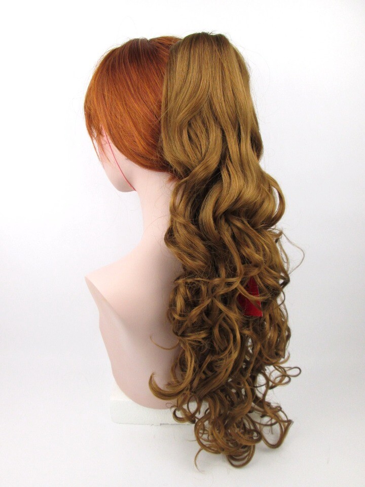23″ LONG BIG LOOSE CURLS CURLY HAIR PONYTAIL HAIRPIECE INTERLOCKING FRENCH COMB