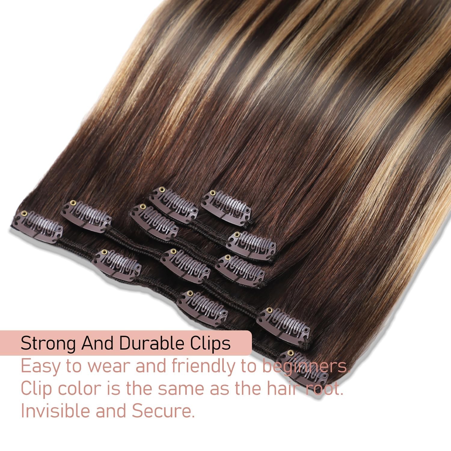 Luxurious 18 Inch Remy Clip-In Hair Extensions – Balayage Chocolate to Caramel