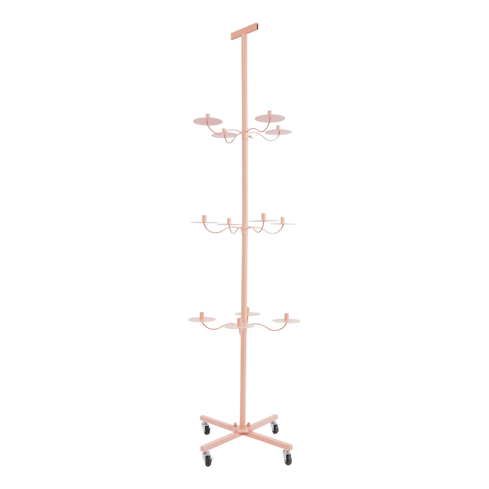 Pink 12-Head Heavy Duty Wig Stand Organizer | Metal Tripod Rack | Salon Display