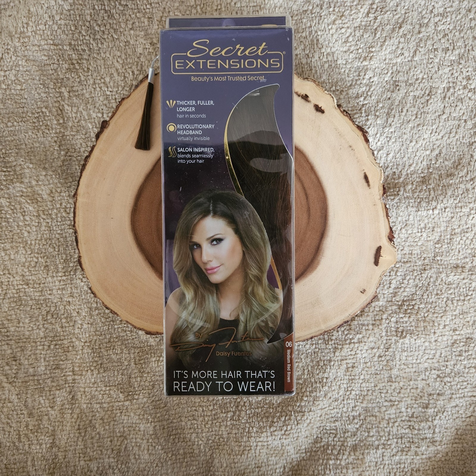 Daisy Fuentes Secret Extensions Revolutionary Headband #06 Medium Red Brown NIB!