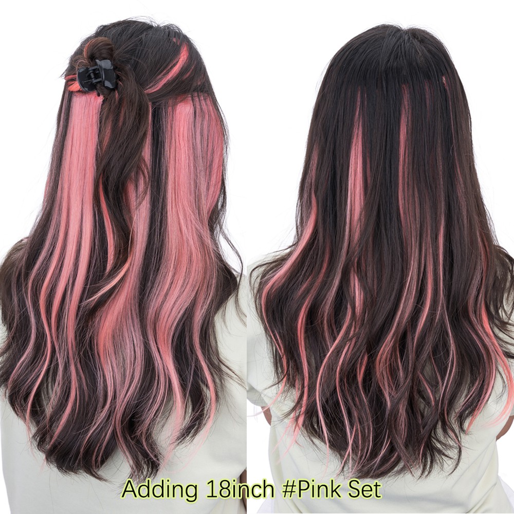 6 Pieces 6 Clips Clip Human Hair Extensions Real Thick Short Lace Weft Highlight