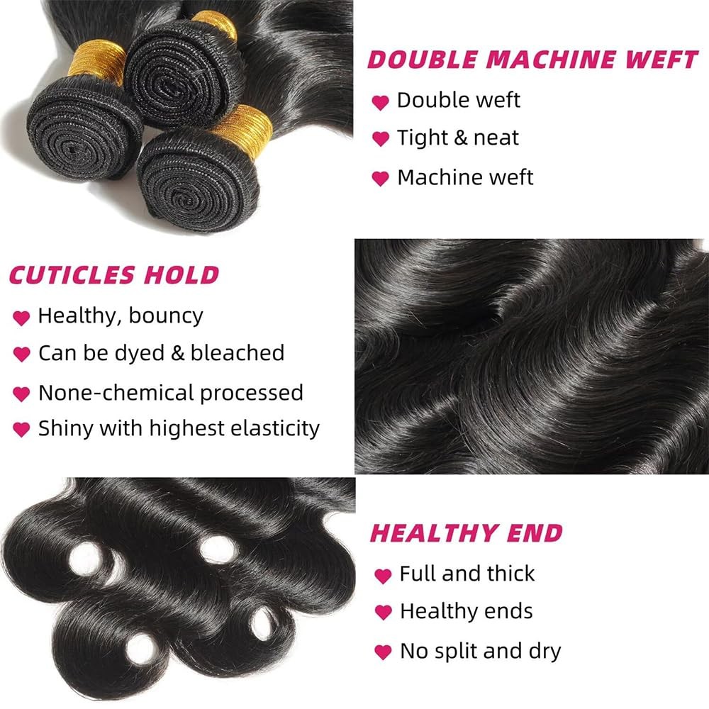 Body Wave Human Hair Bundles 14 16 18 Inch Unprocessed Brazilian Virgin Extensio