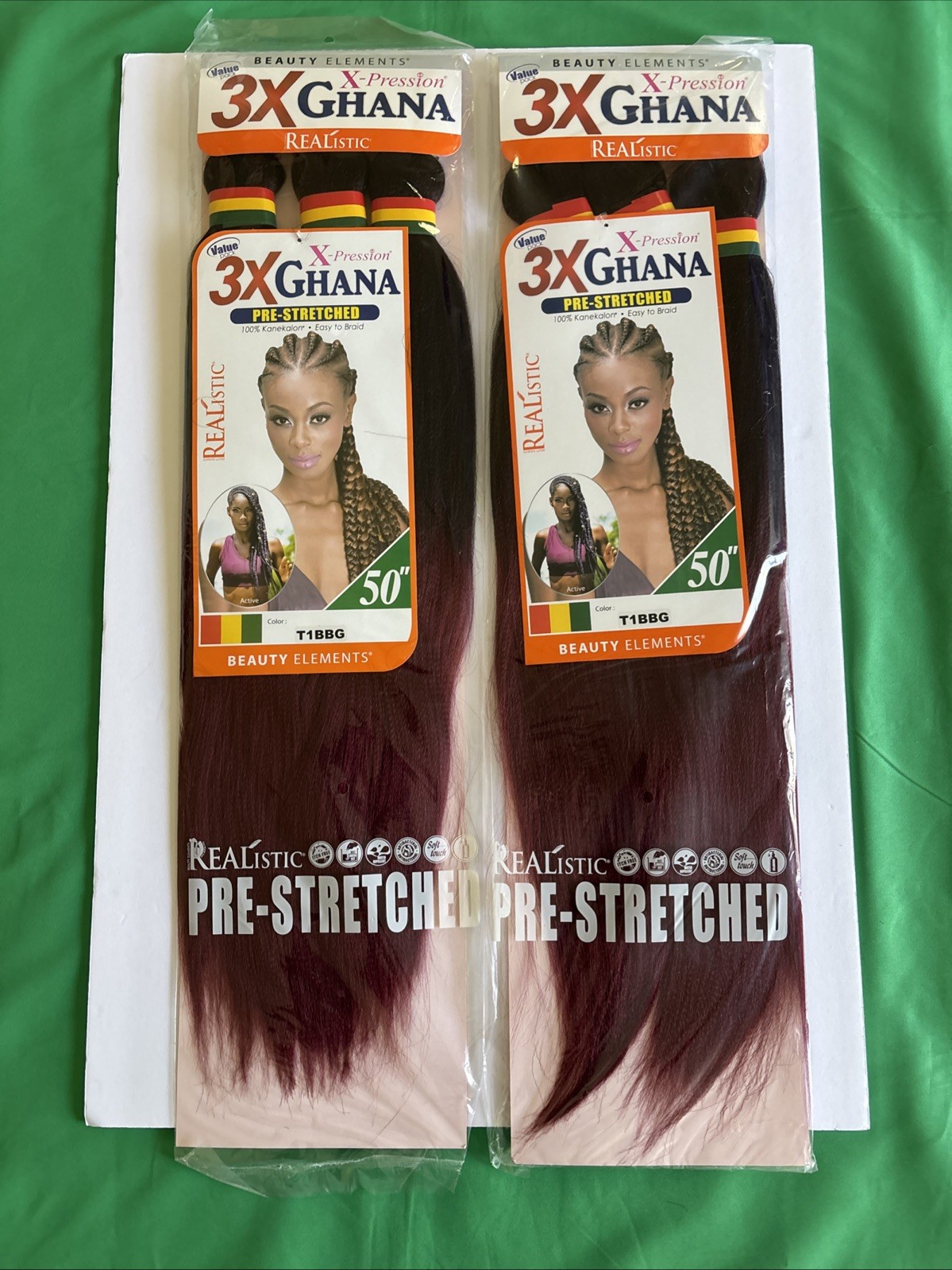 Wholesale 6ct Realistic 50” 3X GHANA PRE STRETCHED 100% Kanekalon Color T1BBG
