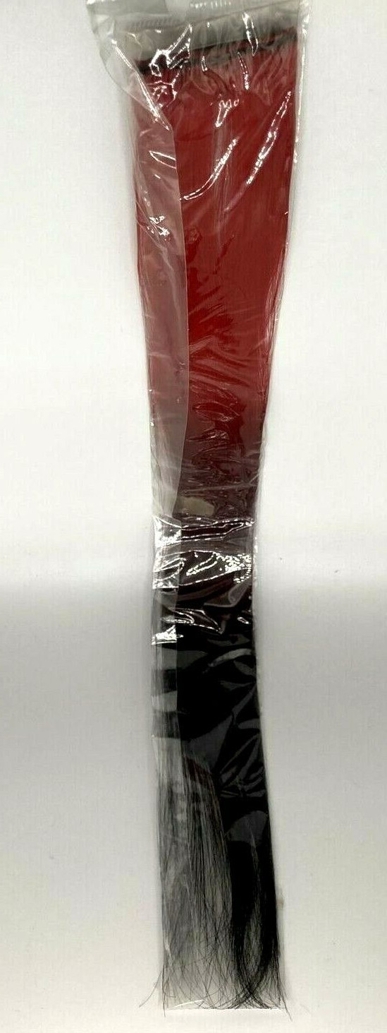 1 PIC CLIP ON FAUX FEATHERS RED AND BLACK 16″ SYNTHETIC HAIR EXTENSION WITH CLIP