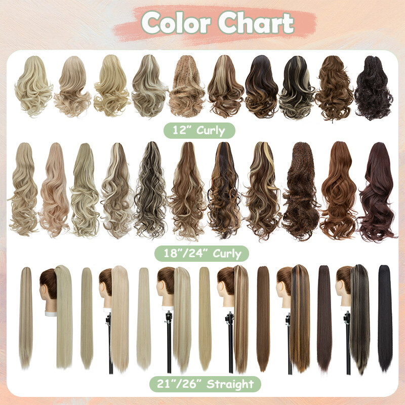 Long Claw On Clip Ponytail Real As Human Natural Wavy Pony Tail Hair Extension