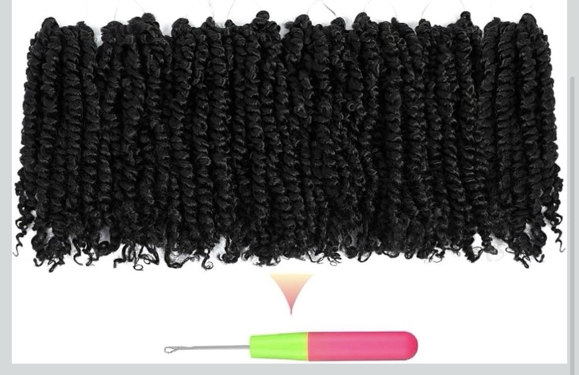Bohobabe Handmade Pre-twisted Passion Twist Crochet Hair Extensions 8pk Black