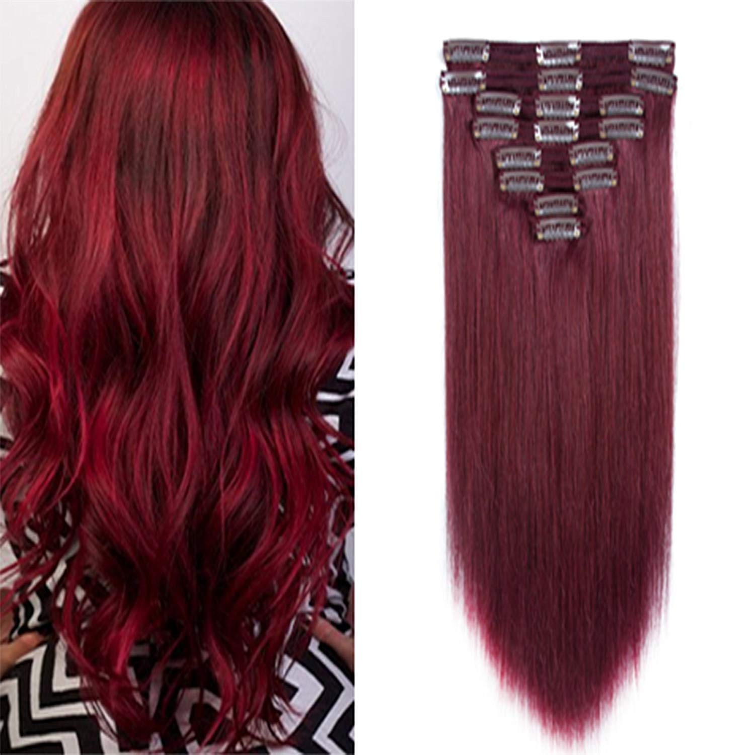 Double Weft Clip In Real Remy Human Hair Extensions Full Head Thick for Women