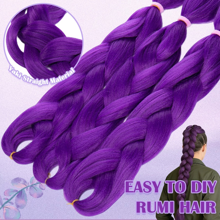 60cm Purple RUMI HAIR Jumbo Braid Rainbow Box Crochet Braiding Hair Extensions