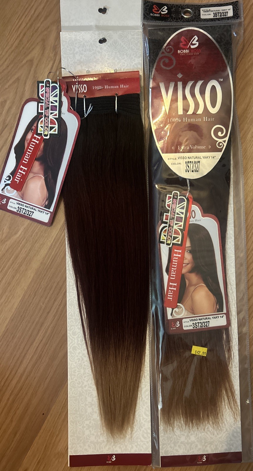 100% Human Hair Ext. 14”inch. Color #3ST2/327. 1 Pack For $35