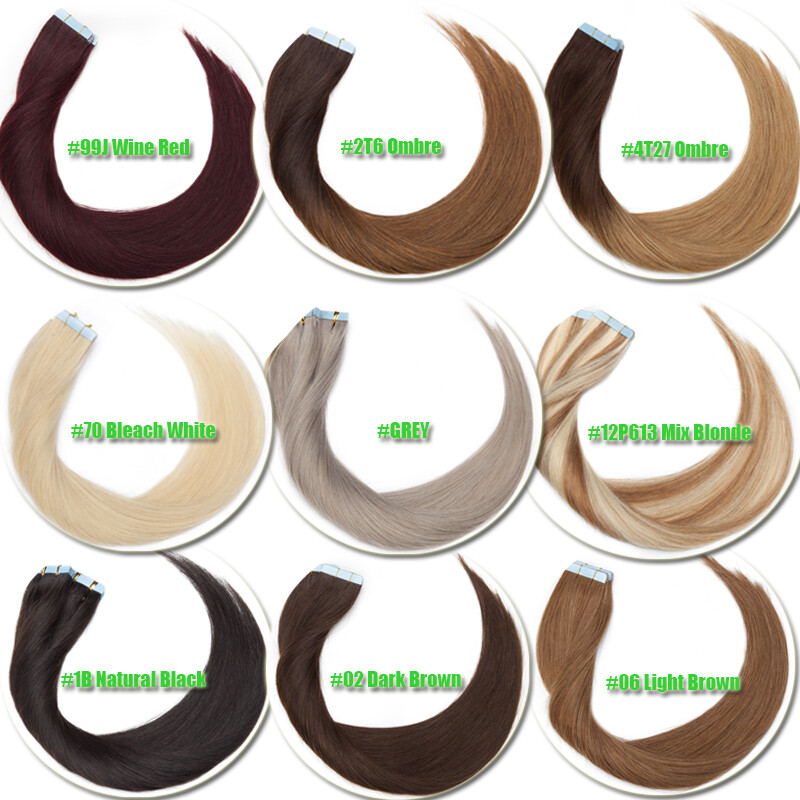 Thick 200g 80pcs Tape In Remy Human Hair Extensions Skin Weft FULL HEAD BLONDE F