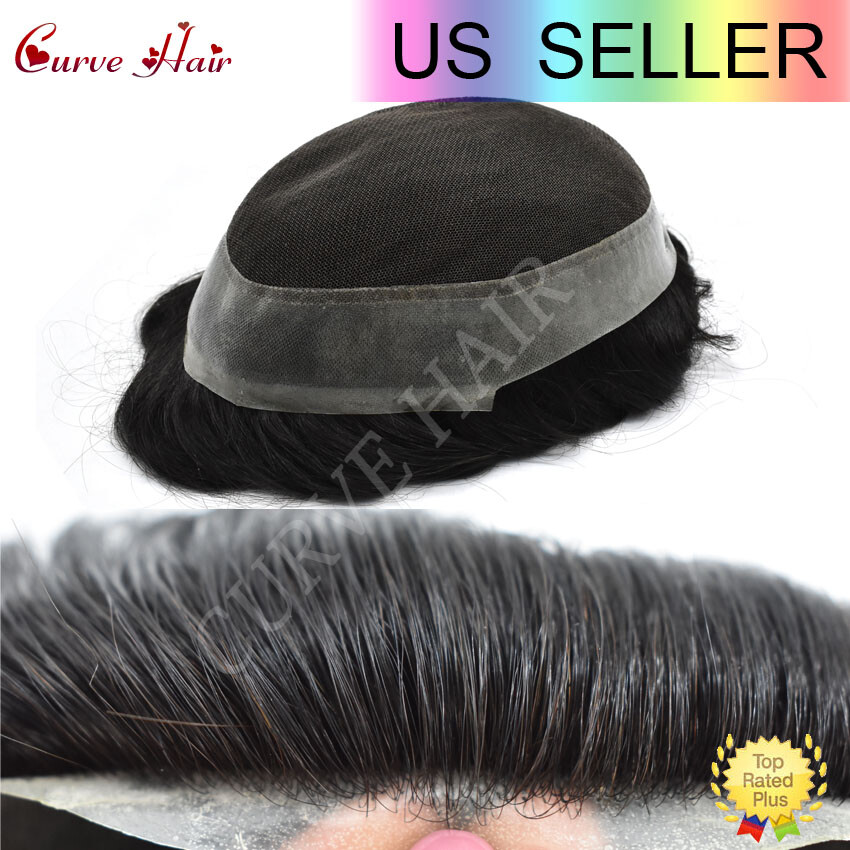 Mens Human Hair Replacement system French Lace Toupee Hair Piece Men Wig Units