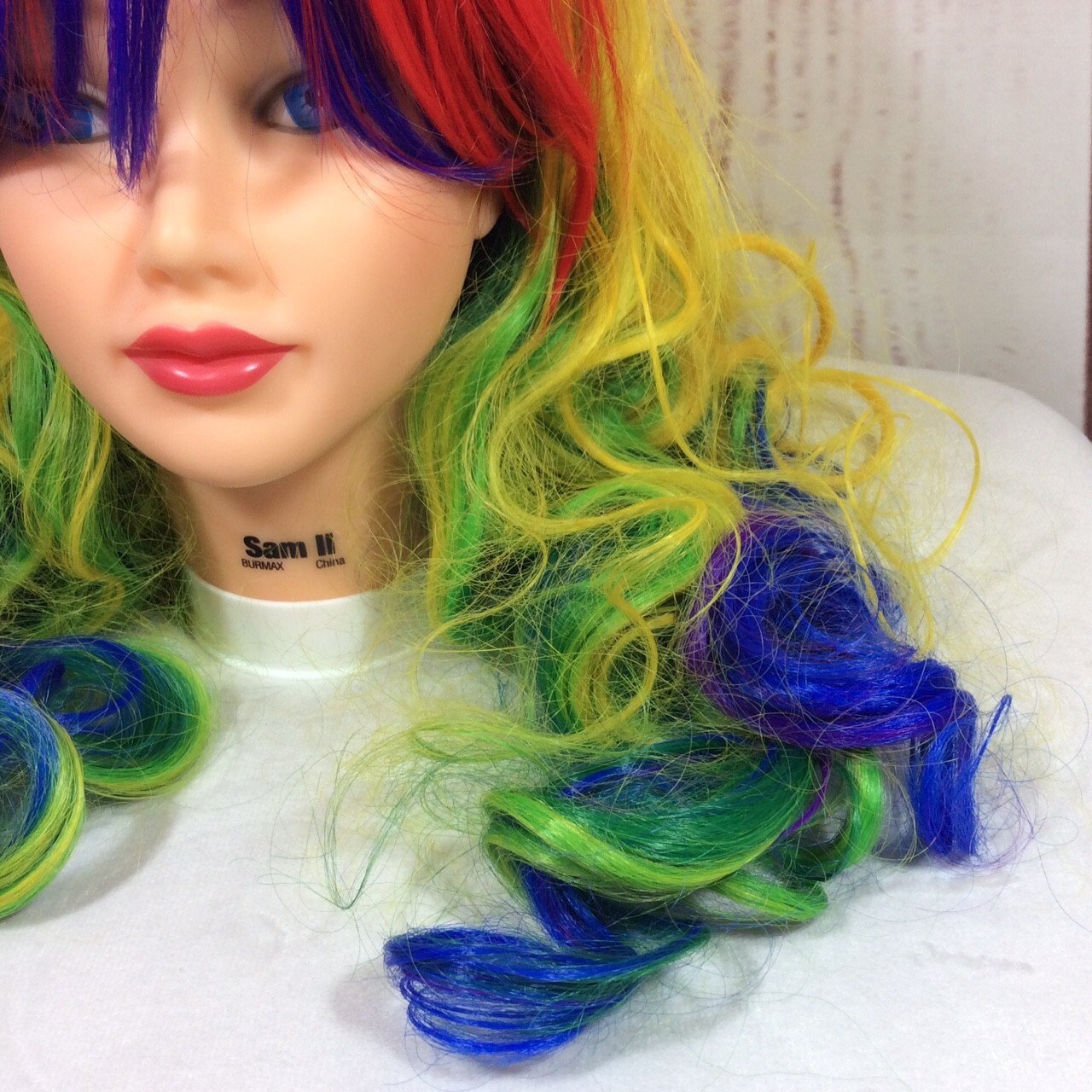 Rainbow Colorful Hair Wig 80s Rave Party Halloween Costume Cosplay Club Pride