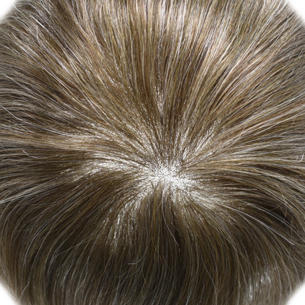 Bleached French Lace Front Mens Toupee Hairpiece Skin PU Hair Replacement System
