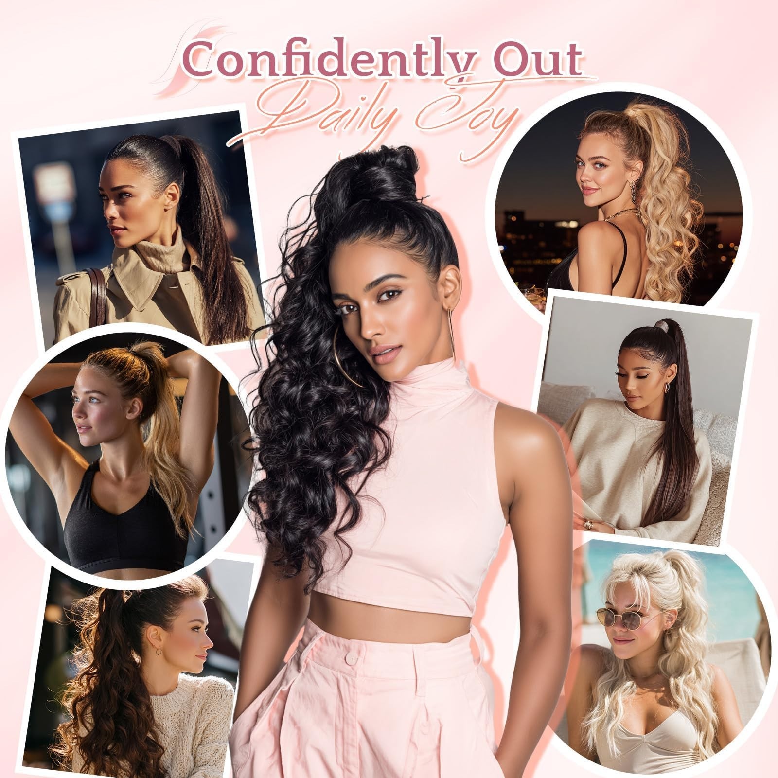 Human Hair Claw Clip Ponytail Extension 22″ 120g Dark Brown Clip-In for Women